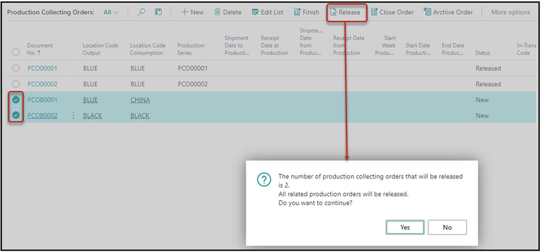 Sofware for production orders